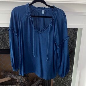 Never Worn- Women's Blue Ruffled Top